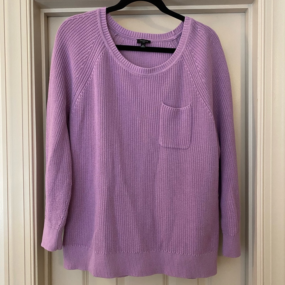 Talbots 2X 100% Cotton Lilac Crew Neck Sweater